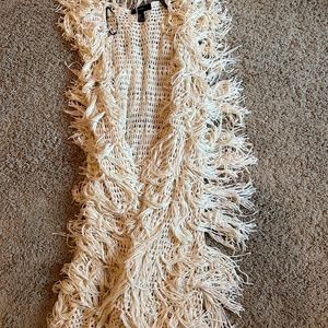 Boho fringe long sweater vest